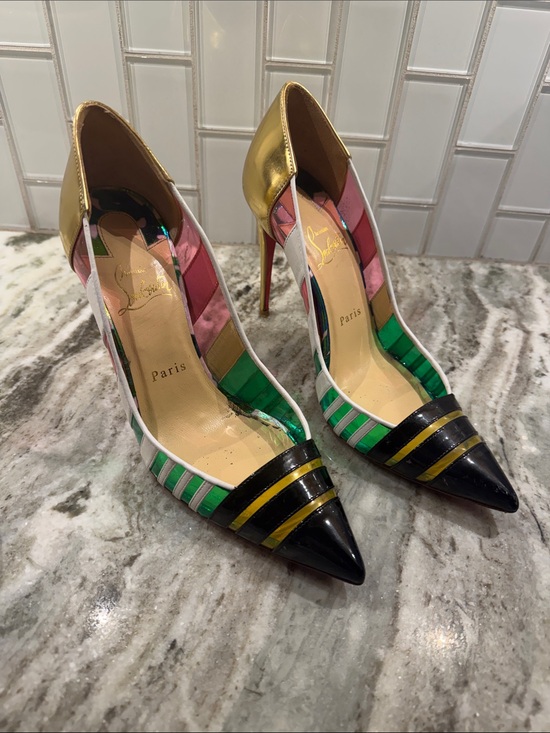 Christian Louboutin Shoes - Christian Louboutin Multicolor Striped Pointed Toe Stilettos